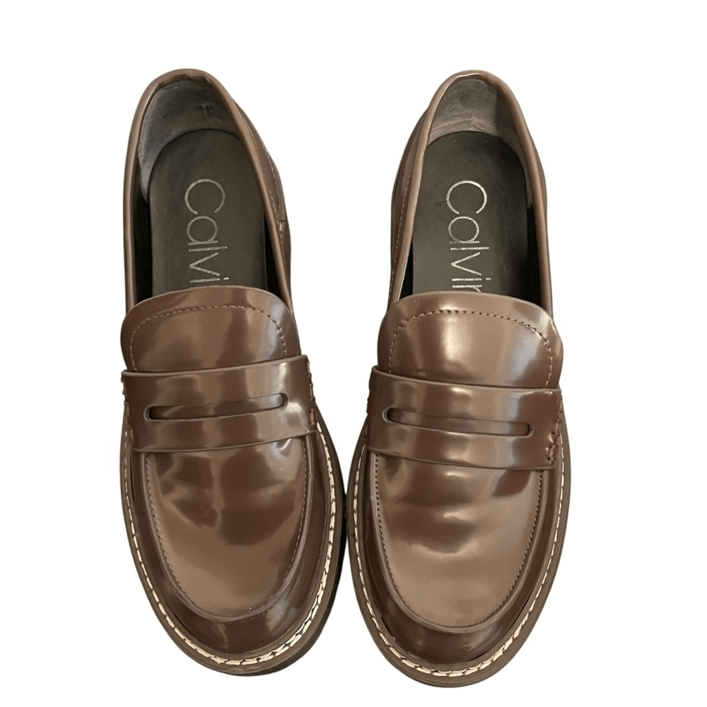SAOLA Mocassini Calvin Klein Suzie casual suola a strappo marrone 6 5 NUOVI
