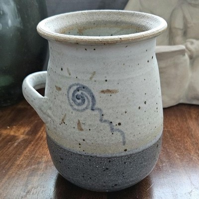 Handmade Studio Pottery Mug Art Coffee Tea Cup Ceramic Swirl Design
