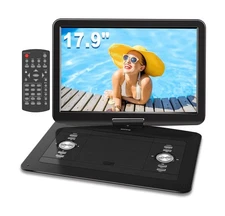 WONNIE 17.9" Large Portable DVD/CD Player with 6 Hrs 5000mAH Rechargeable Bat...