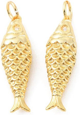 10Pcs 25.5X7X4Mm Exqusite Brass Fish Charms Ocean Fish Animal Charms for Jewelry