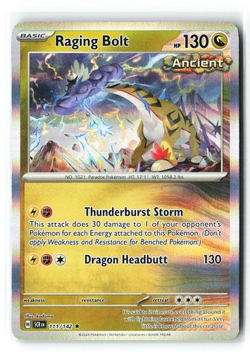 Raging Bolt 111/142 Holo Rare Stellar Crown Pokemon Lightly Played