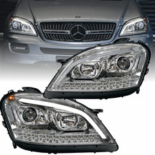 LED Light Tube Scheinwerfer Set Chrom für Mercedes W164 ML M-Klasse 2005–07 SQL LED Light Tube Scheinwerfer Set Chrom für Mercedes W164 ML M-Klasse 2005–07 SQL