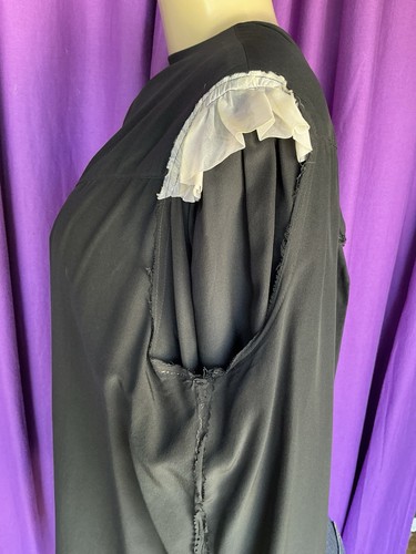 Camicetta scollo a V manica lunga con frange in crepe nera VERO VINTAGE *Taglia M - Foto 12 di 12