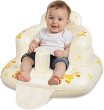 Inflatable Baby Seat 3 Months & Up, Learn To Sit Up, Built In Air Pump Giraffe