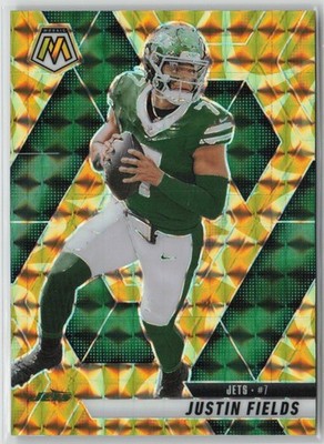 Justin Fields 2025 Panini Mosaic Yellow Reactive New York Jets #125