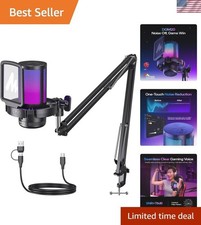 USB Gaming Microphone, Noise Cancellation Condenser Mic with Mute, Gain, Moni...