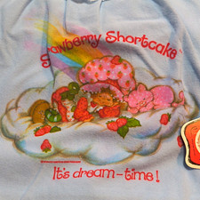 Bates-Jama Strawberry Shortcake Vintage Girls 4T Blue Flannel 2pc Pajama Set