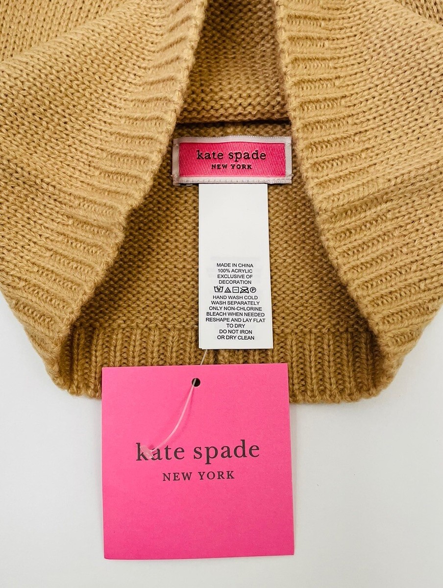NWT Kate Spade New York Flocked Spade Beanie Roasted Cashew  display picture 2