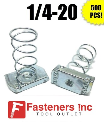 500/BOX 1/4-20 Spring Nuts for Unistrut / B-Line Channel #4118 P1006-1420