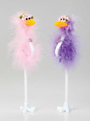1/6/12 blaue Stifte federig flauschig Flamingo/Emu Neuheit blumig Edelstein Schleife Vogel