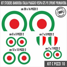 kit 10 adesivi italia tricolore coccarda scudetto casco VESPA primavera sprint