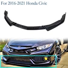 For Honda Civic Sedan 16-20 Front Bumper Lip Splitter Battle Style Glossy Black