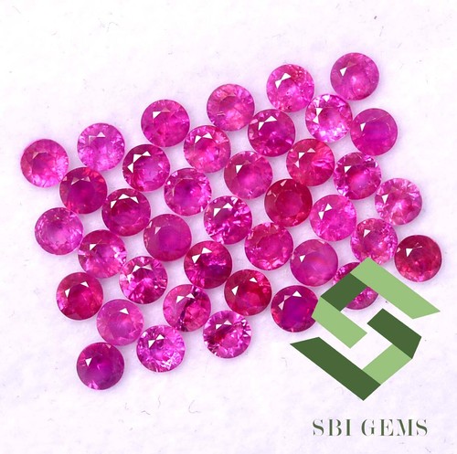 Natural Ruby Round Cut 2.75 mm To 3 mm Lot 39 Pcs Calibrated Loose Gemstones - Picture 3 of 5