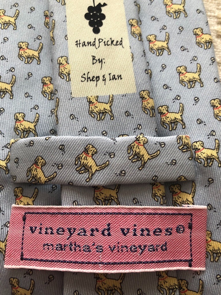 Vineyard Vines necktie blue with dancing dog and ball silk 4" x 54" View 3