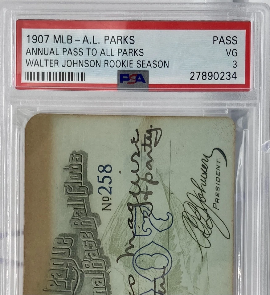 1907 PSA Pass Ticket Walter Johnson Debut/Ty Cobb LL 350/Cubs World Series Win⚾️ - Image 3 of 4