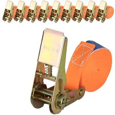 10x Spanngurt einteilig 4m lang 25mm breit 500 Kg Spanngurte Ratsche Zurrgurte