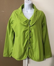 Neon Buddha Women's Blazer Jacket Size Small Neon Green Button Front EUC