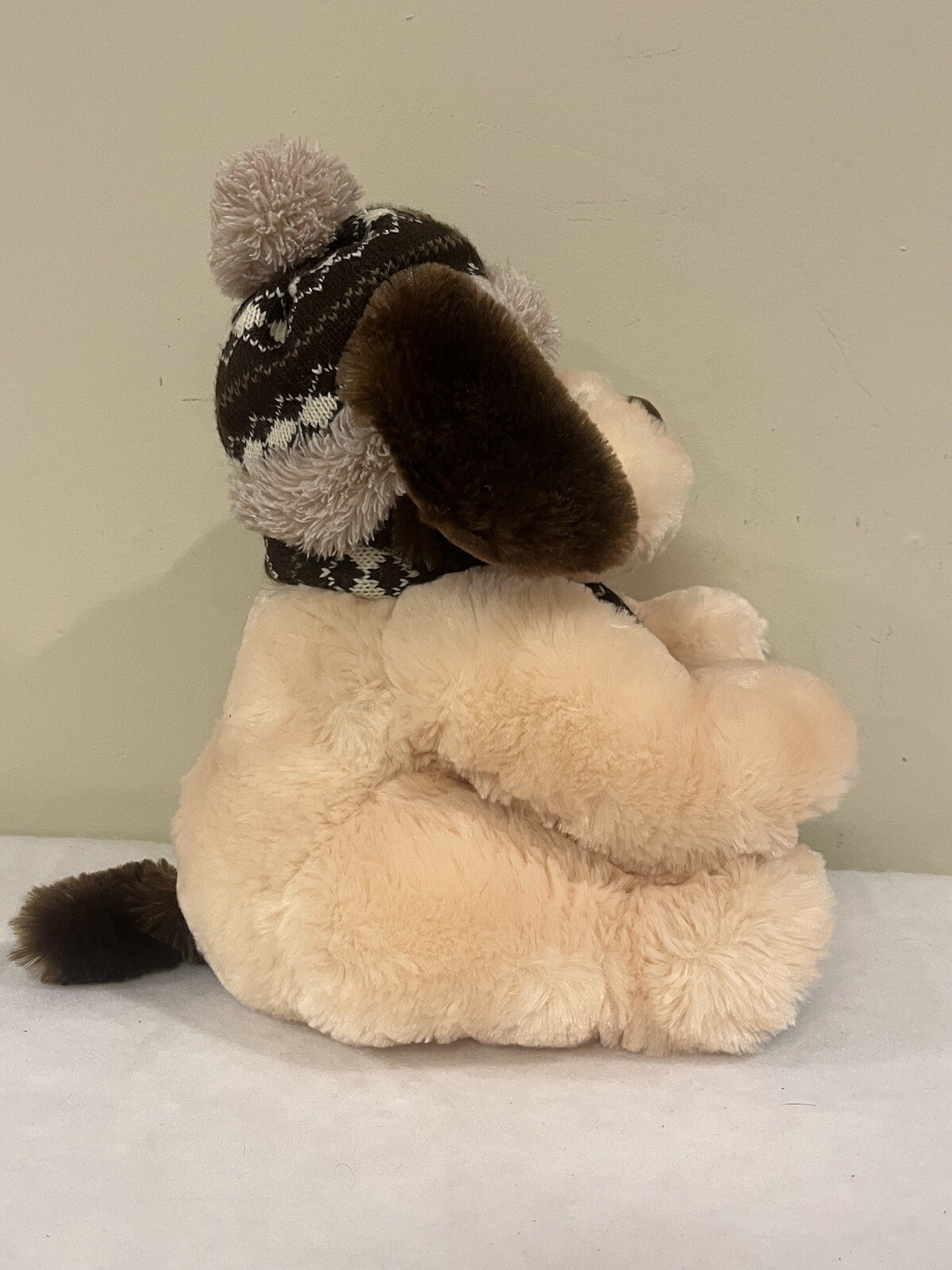 Hugfun International Dog Wearing Scarf & Hat Plush Brown Soft Toy Stuffed Animal