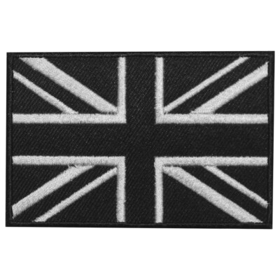 Union Jack schwarz UK Flagge Aufbügeln Aufnäher Nähen Abzeichen bestickt 