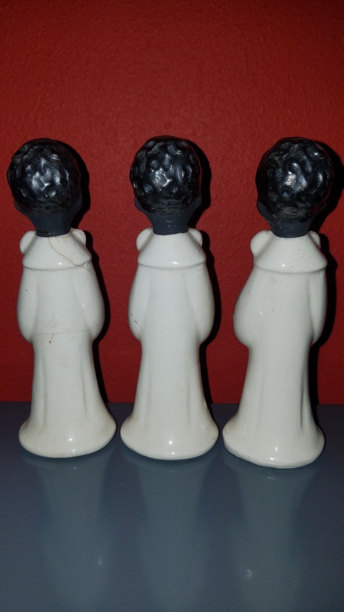 ビンテージ 60s RIGHT ON 置物 vintage 70s 黒人解放 Set of 3 VINTAGE Choir Boys African American Figurines Lefton