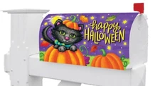 Happy Halloween Pumpkin Cat Magnetic Mailbox Cover Only