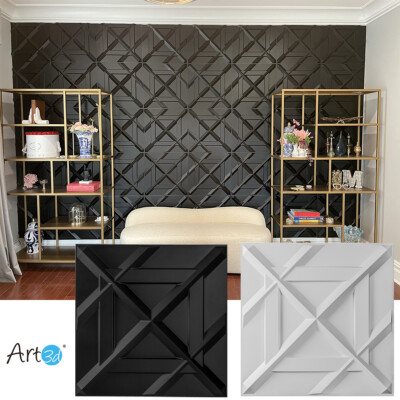 Art3d 12-Pack 19.7''x19.7'' PVC 3D Wall Panel, Decorative Wall Tile,32 sq. ft./Box