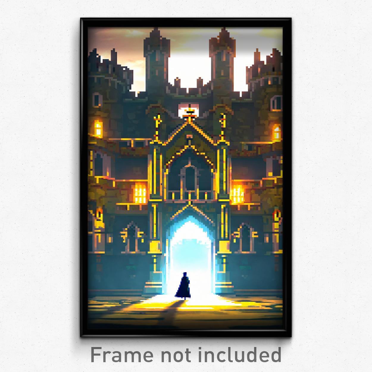 Pixel Art Poster - Gregarious Priory (8 Bit Psychedelic Trippy Video Game Print)