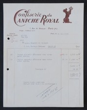 Facture PARIS 1950 CONFISERIE DU CANICHE ROYAL dog Hund illustrée 65