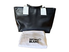 Montblanc Italy Black Leather Executive Tote Handbag.