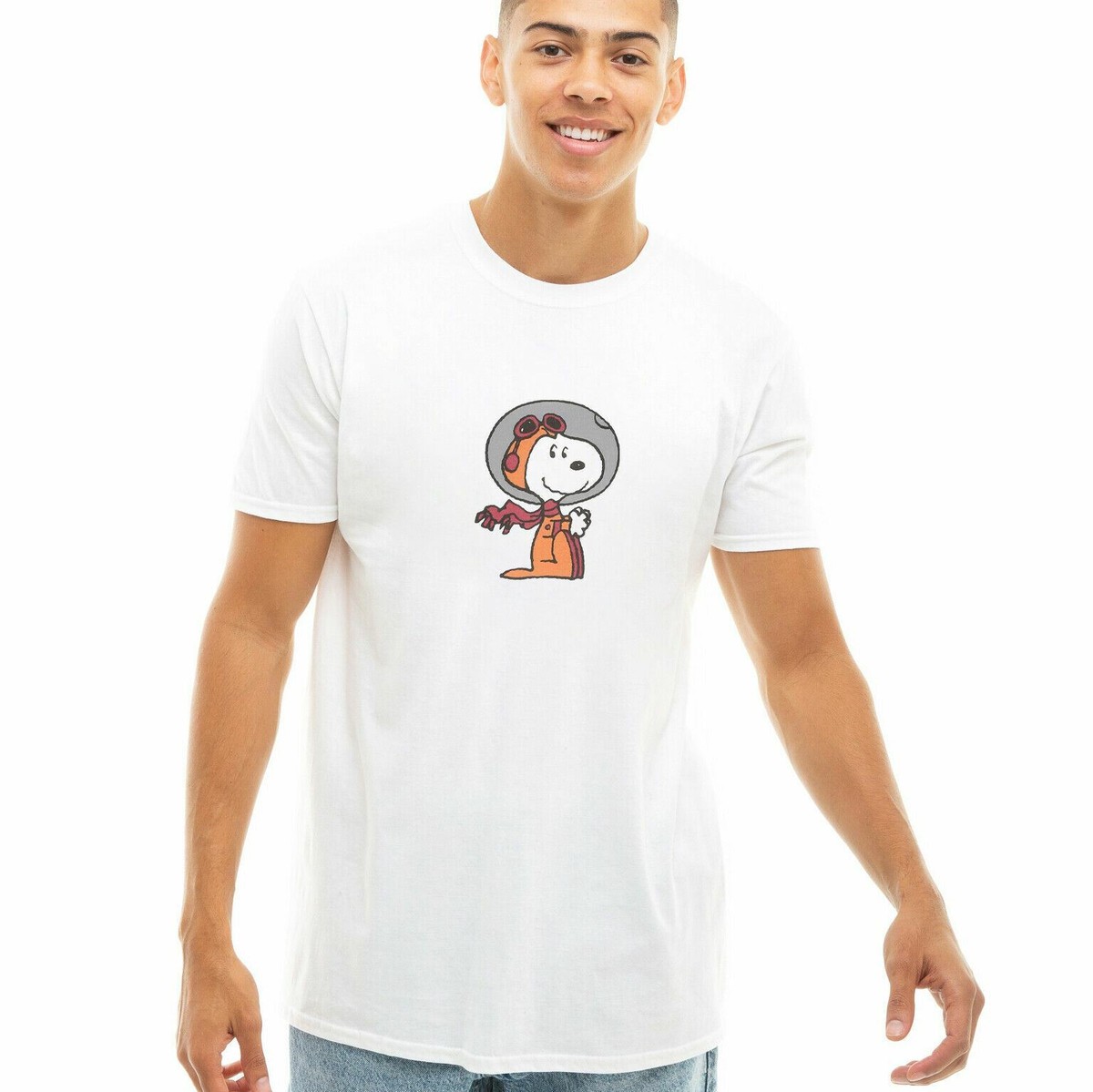 Official Peanuts Mens Snoopy Space T-shirt White S - XXL | eBay
