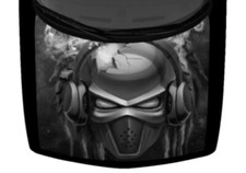 Music Alien Headphones Truck Hood Wrap Vinyl Car Graphic Decal Grayscale 58