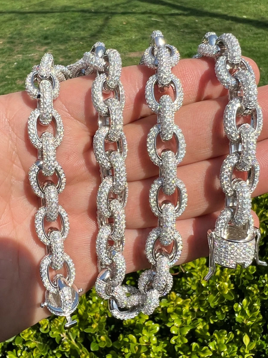 Men's Super Icy 12mm 8 Moissanite Cuban Bracelet 