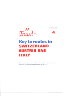 AA Travel Key to routes in Switzerland, Austria and Italy