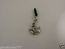 Tiara bling silver tone charm cell phone fits Ipad charm ear cap dust plug