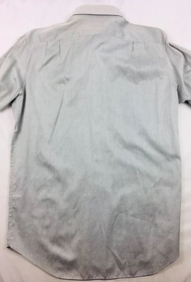 Camisa de Vestir Fray Neiman Marcus Gris Texturizada Mangas Largas Puño Francés Talla 16 Foto 3 de 4