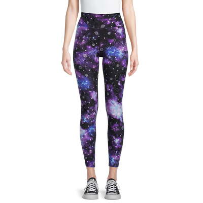 No Boundaries Juniors Sueded Ankle Mini Planet Purple Galaxy Leggings XL (15-17)