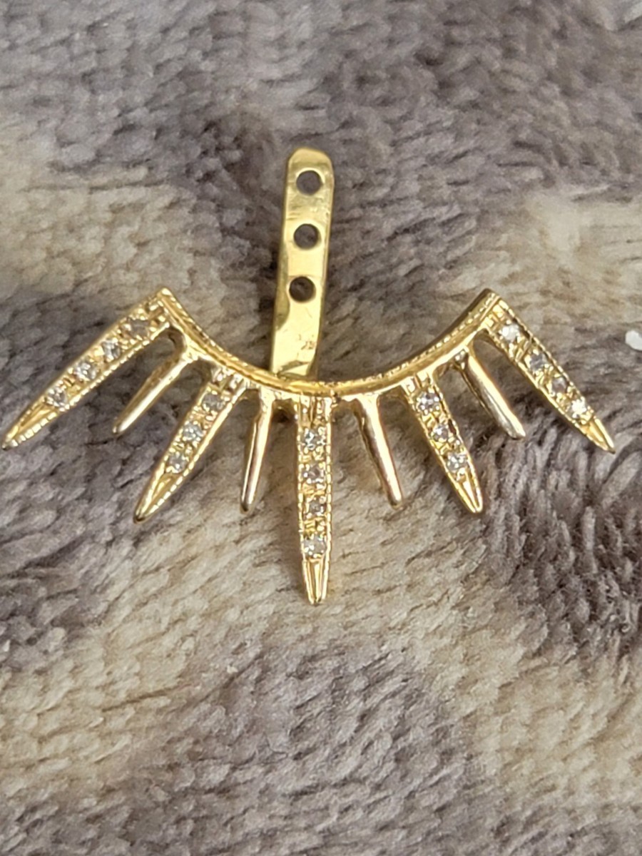 Jacquie Aiche 14k Yellow Gold Diamond Spike Starburst Earring 