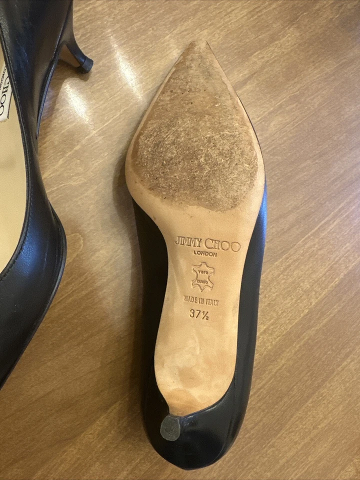 Jimmy Choo Amelia Gatito Tacones Cuero Negro 37.5 EU/7.5 US Foto 3 de 3