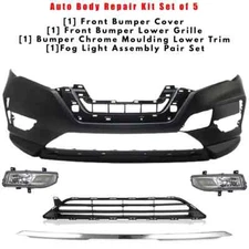 Front Bumper Cover Fascia and  Lower Grille Kit For 2017-2020 Nissan Rogue