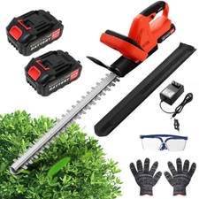 2X Batteries Cordless Hedge Trimmer 24V Fast Charger Battery Electric & Charger 