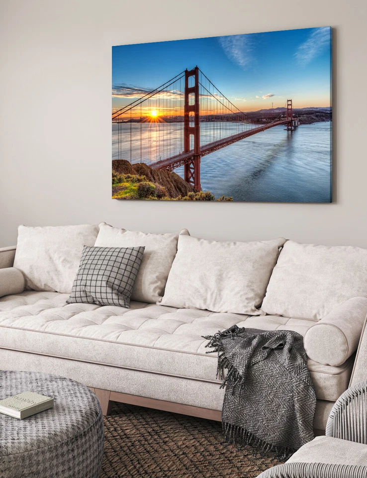 View of Golden Gate Bridge Canvas Art Print Wall Art for Home Decor 30" x 20" - Image 3 of 4