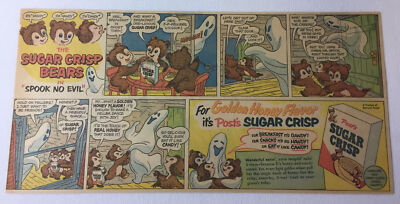 1953 Post SUGAR CRISP BEARS newspaper cartoon ad ~ SPOOK NO EVIL