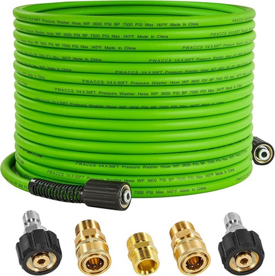 #ad 50 FT Kink Resistant Pressure Washer Hose 3600 PSI Universal M22 Fitting $55.09