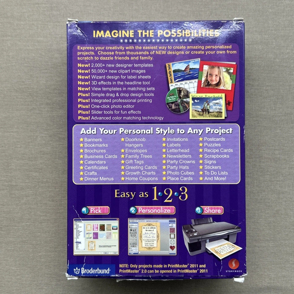 PrintMaster 2011 Platinum (PC / Mac DVD-ROM Box Set Windows) Broderbund Project - Image 4 of 4