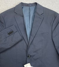 H M Blazer Mens 38R Blue Stretch Classic Regular Fit Notch Lapel 2-Button Jacket