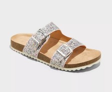 Cat Jack Kids' Drew Footbed Sandals Silver - CHOOSE SIZE