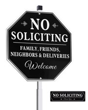 No Soliciting Sign For House - Aluminum No Soliciting Yard Sign - 10"x 10" No...