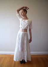 Antique edwardian dress set . floral print bodice and skirt