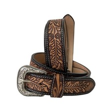 Affilare Western Belt Heavy Duty Thick Leather Hand Tooled Belt Removable Buckle