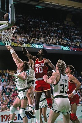 Ralph Sampson Houston Rockets shoots a layup v Boston Celtics duri- Old Photo